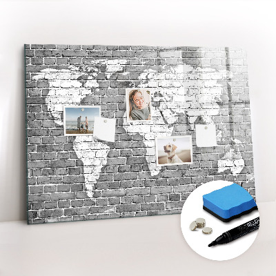 Magnetic dry erase board World Map on Bricks