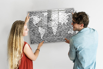 Magnetic dry erase board World Map on Bricks
