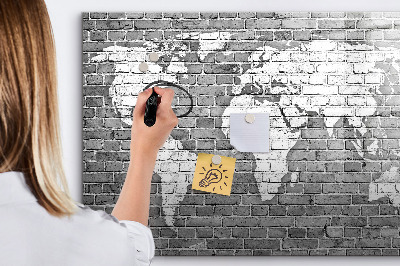 Magnetic dry erase board World Map on Bricks