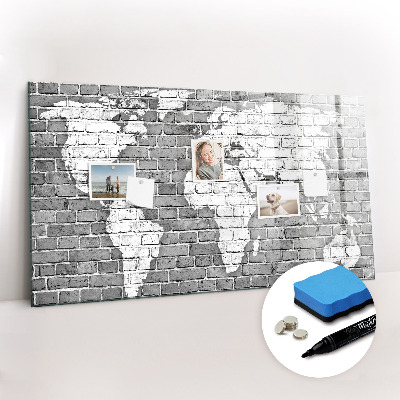 Magnetic dry erase board World Map on Bricks