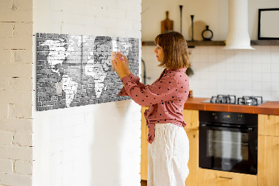 Magnetic dry erase board World Map on Bricks