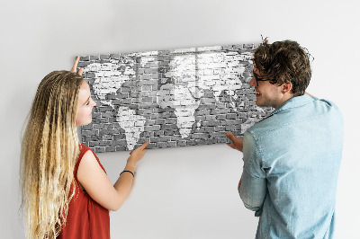 Magnetic dry erase board World Map on Bricks