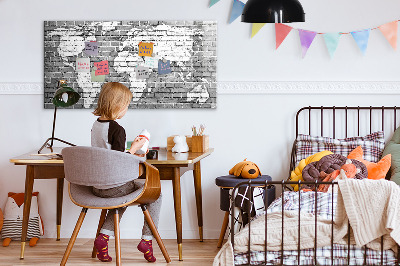 Magnetic dry erase board World Map on Bricks