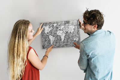 Magnetic dry erase board World Map on Bricks