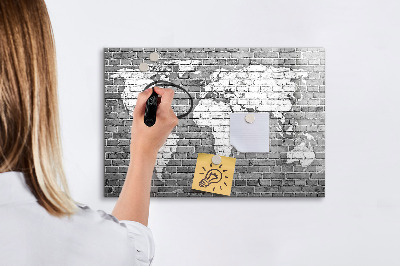 Magnetic dry erase board World Map on Bricks