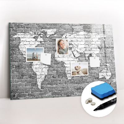 Magnetic dry erase board World Map on Bricks
