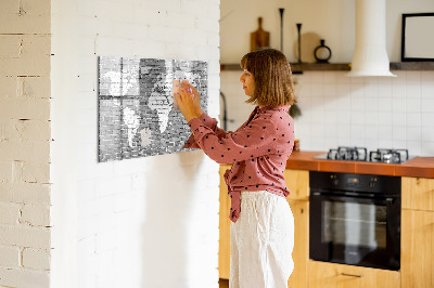 Magnetic dry erase board World Map on Bricks
