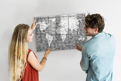 Magnetic dry erase board World Map on Bricks