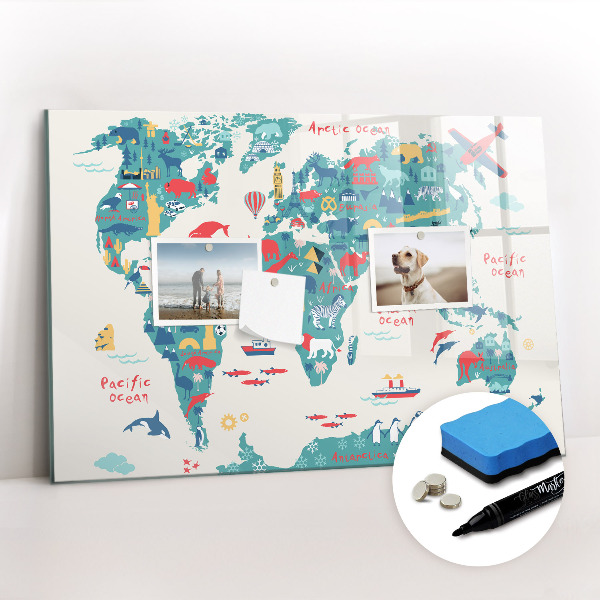 Magnetic board for drawing Picture world map