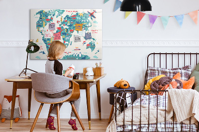 Dry erase magnetic board Picture world map