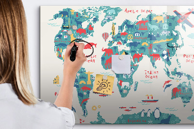 Dry erase magnetic board Picture world map