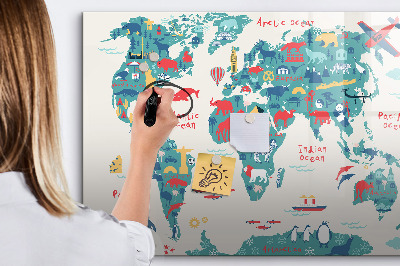 Magnetic board for drawing Picture world map