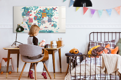 Dry erase magnetic board Picture world map