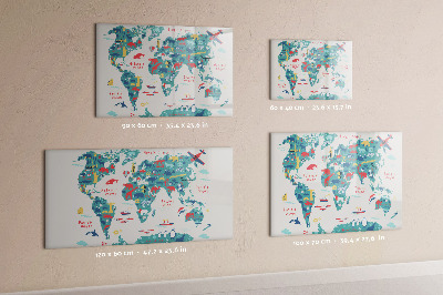 Dry erase magnetic board Picture world map