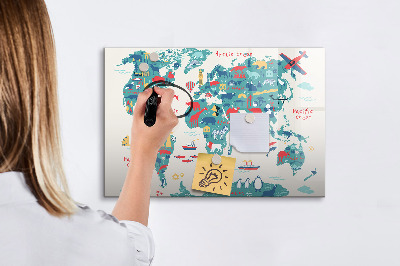 Magnetic board for drawing Picture world map