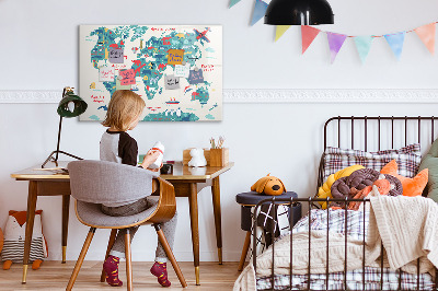 Dry erase magnetic board Picture world map