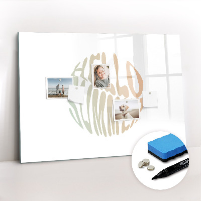 Magnetic board for writing Hello summer