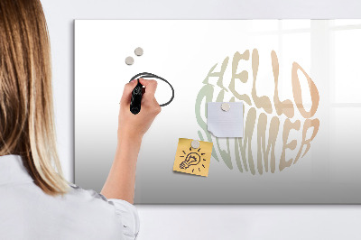 Magnetic board for writing Hello summer