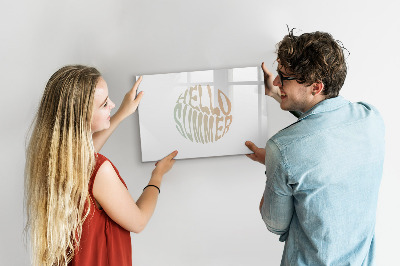 Magnetic board for writing Hello summer