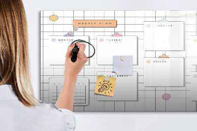 Magnetic board for drawing Weekly planner