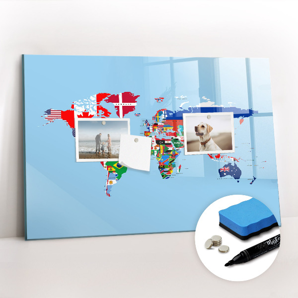 Magnetic dry erase board Flag map