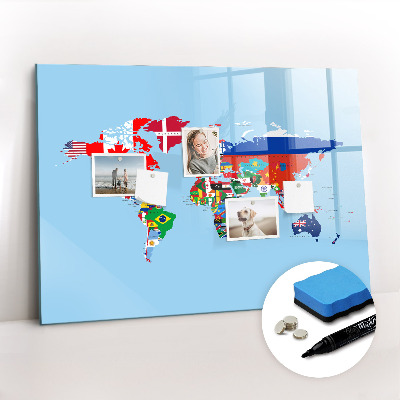 Magnetic board with marker Flag map