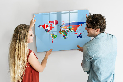 Magnetic board with marker Flag map