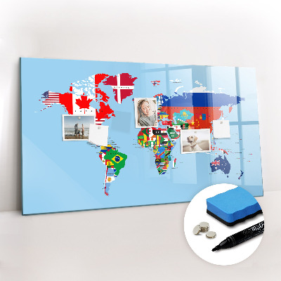 Magnetic board with marker Flag map