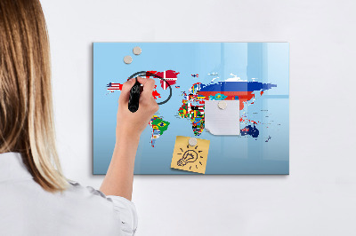 Magnetic board with marker Flag map