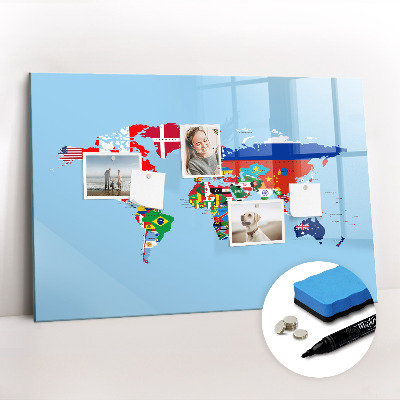 Magnetic dry erase board Flag map