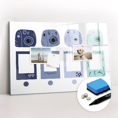 Dry erase magnetic board Polaroid frames