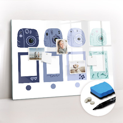 Dry erase magnetic board Polaroid frames
