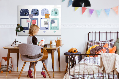 Dry erase magnetic board Polaroid frames