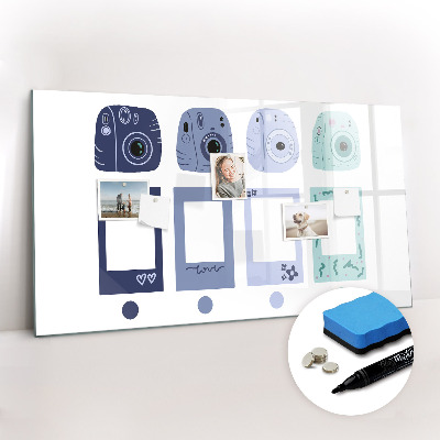 Dry erase magnetic board Polaroid frames