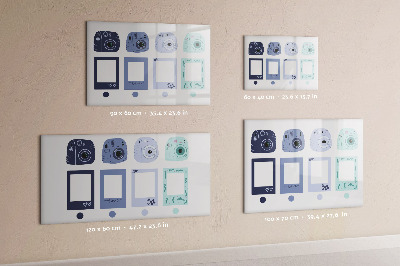 Dry erase magnetic board Polaroid frames