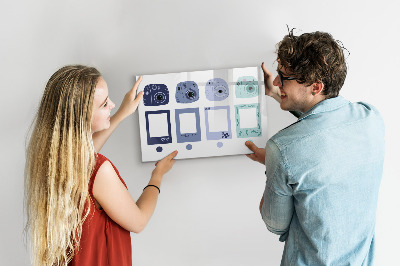 Dry erase magnetic board Polaroid frames