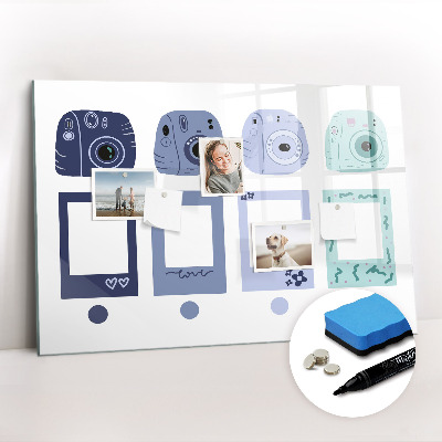 Dry erase magnetic board Polaroid frames