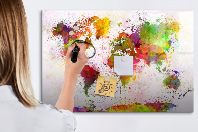 Dry erase magnetic board Watercolor world map