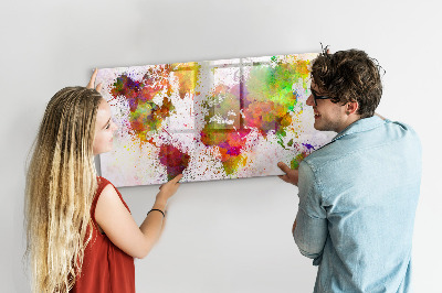 Dry erase magnetic board Watercolor world map