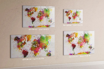 Dry erase magnetic board Watercolor world map