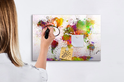 Dry erase magnetic board Watercolor world map
