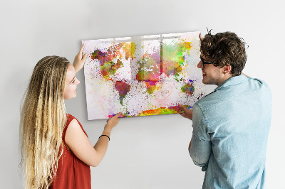 Dry erase magnetic board Watercolor world map