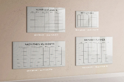Dry erase magnetic board Monthly planner