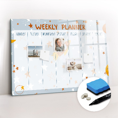 Magnetic board with marker Weekly planner