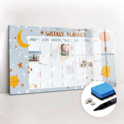 Magnetic board with marker Weekly planner