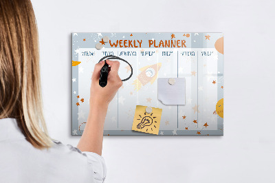 Magnetic board with marker Weekly planner