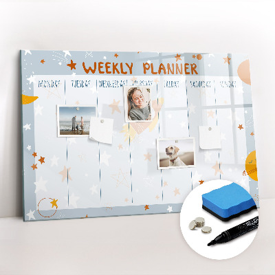 Magnetic board with marker Weekly planner