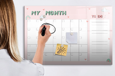 Magnetic dry erase board Monthly planner for kids