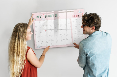 Magnetic dry erase board Monthly planner for kids