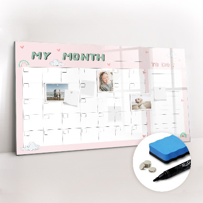 Magnetic dry erase board Monthly planner for kids